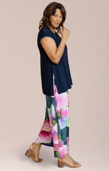 Sympli Slant Top Cap Sleeve - Navy