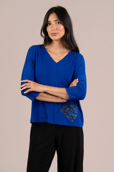 Sympli Revel Top Print Pocket - Lapis/Wingfall