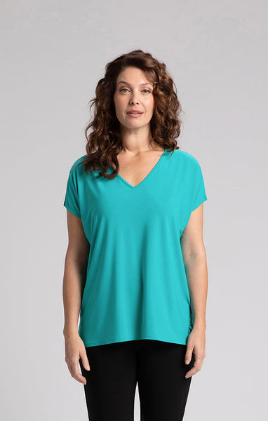 Sympli V-Neck Slit Sleeve Top - Gem