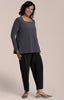 Image of Sympli Soft Square Neck Top 3/4 Sleeve - Black Pearl
