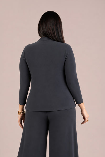 Sympli Echo Mock Neck Top - Graphite