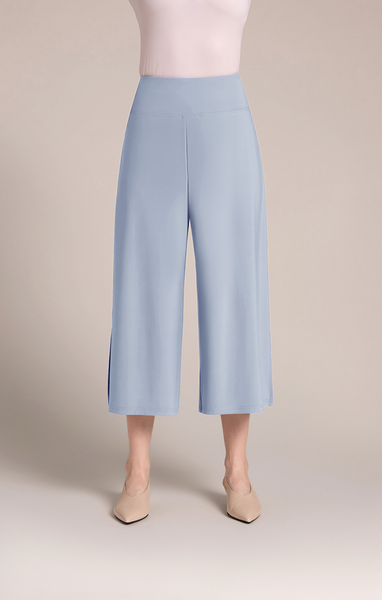 Sympli Side Slit Wide Capri Plus Size - Stone Blue