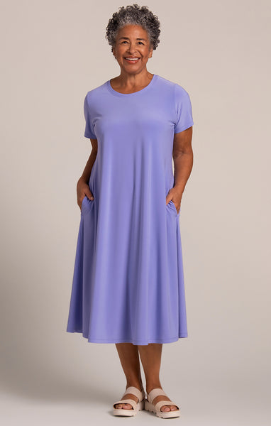 Sympli Fit & Flare Dress Short Sleeve - Jacaranda