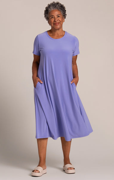Sympli Fit & Flare Dress Short Sleeve - Jacaranda