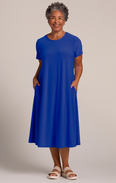 Sympli Fit & Flare Dress Short Sleeve - Lapis