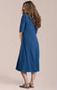 Image of Sympli Square Neck Fit & Flare Dress 3/4 Sleeve - Lake Blue