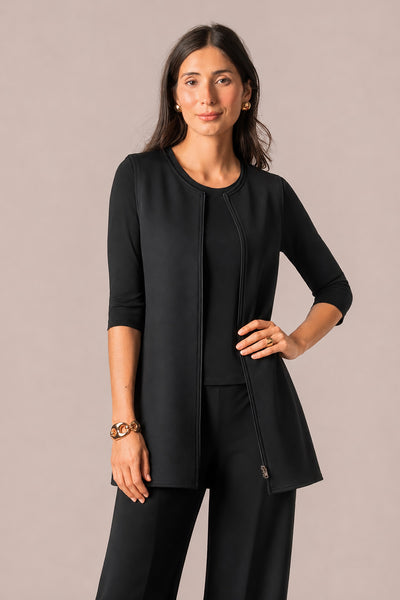 Sympli Cloud Zip Vest Short - Black