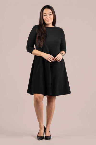 Sympli Soffio Crepe Trapeze Dress - Black