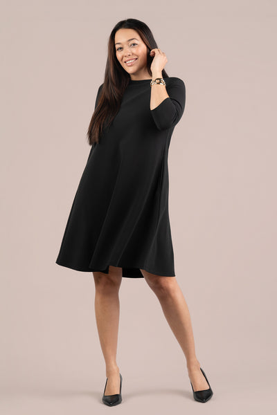 Sympli Soffio Crepe Trapeze Dress - Black