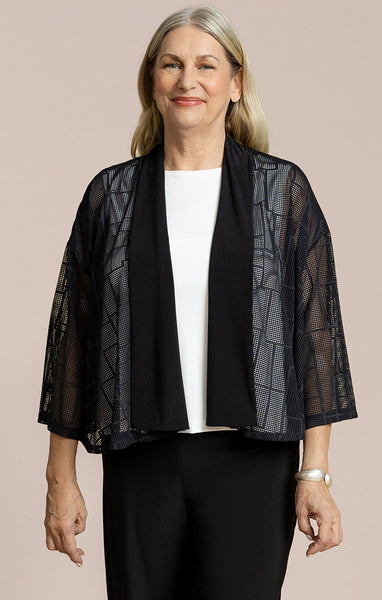 Sympli Honeycomb Mesh Mezzaluna Cardigan - Black