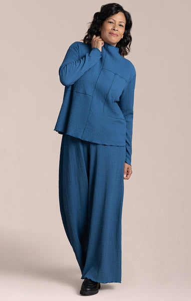 Sympli Pop Collage Top with Contrast - Lake Blue