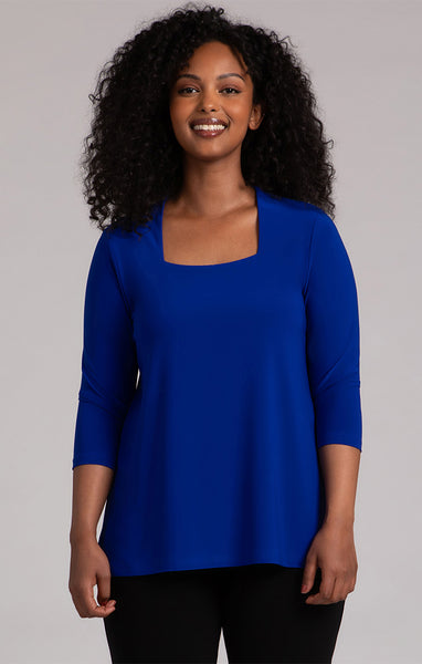 Sympli Square Neck Top 3/4 Sleeve - Lapis