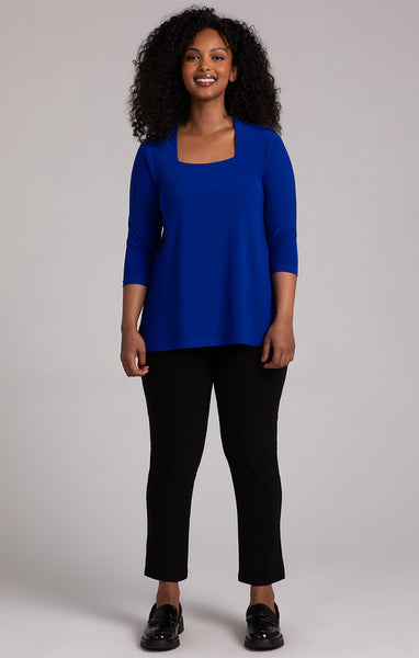 Sympli Square Neck Top 3/4 Sleeve - Lapis