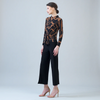 Image of Clara Sunwoo Abstract Print Tie Front Top - Black/Brown