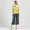 Image of Clara Sunwoo Palm Print Cold Shoulder Blouson Top - Yellow/Multicolor