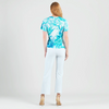 Image of Clara Sunwoo Ocean Petals Print Surplice Side Tie Top - Turquoise/Multicolor