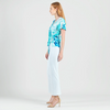 Image of Clara Sunwoo Ocean Petals Print Surplice Side Tie Top - Turquoise/Multicolor