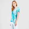 Image of Clara Sunwoo Ocean Petals Print Surplice Side Tie Top - Turquoise/Multicolor