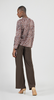 Image of Clara Sunwoo Lightweight Sweater Knit Animal Print Side Cinch Top - Brown