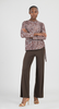 Image of Clara Sunwoo Lightweight Sweater Knit Animal Print Side Cinch Top - Brown