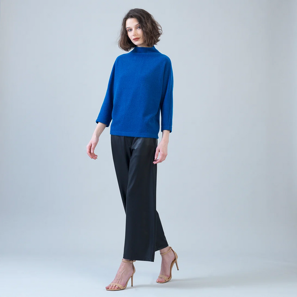 Clara Sunwoo Soft Ribbed Knit Funnel Neck Sweater - Cobalt
