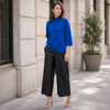 Image of Clara Sunwoo Soft Ribbed Knit Funnel Neck Sweater - Cobalt