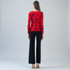 Image of Clara Sunwoo Rose Print Asymmetric Overlay Top - Red/Black