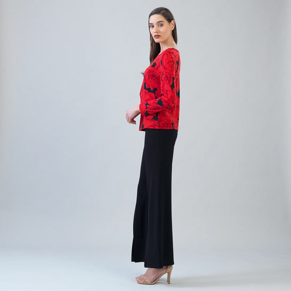 Clara Sunwoo Rose Print Asymmetric Overlay Top - Red/Black