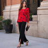 Image of Clara Sunwoo Rose Print Asymmetric Overlay Top - Red/Black