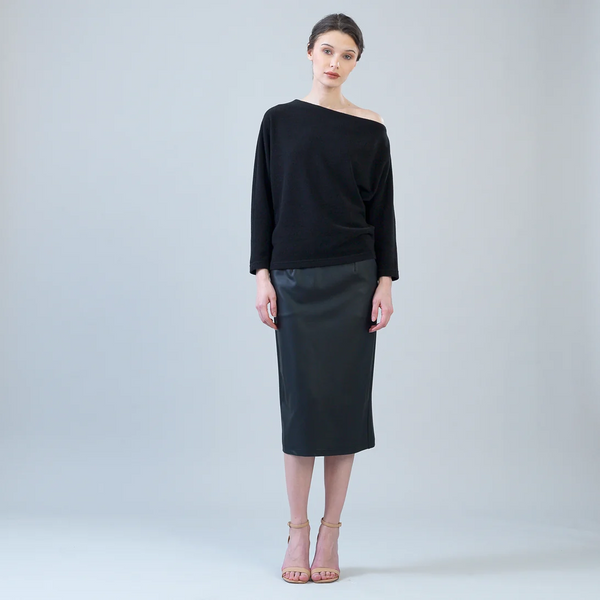 Clara Sunwoo Liquid Leather Midi Skirt - Black