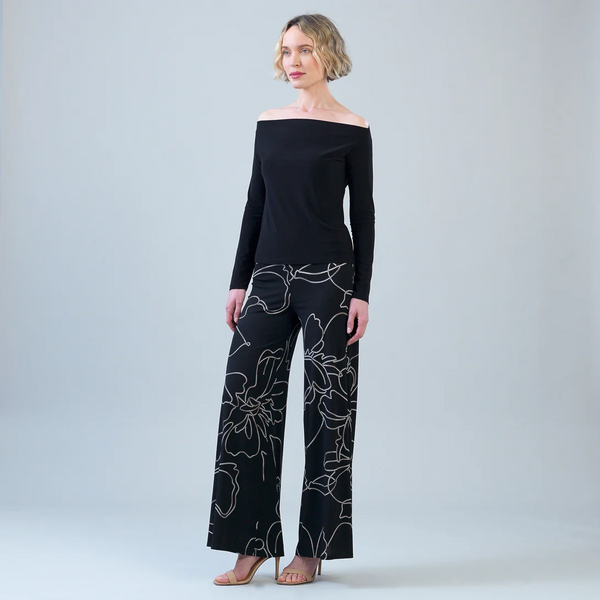 Clara Sunwoo Dotted Line Print Signature Palazzo - Black/Taupe