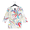 Image of Clara Sunwoo Floral Leaves Print Half Sleeve Scoop Neck Top - Beige/Multicolor
