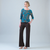 Image of Clara Sunwoo Botanical Print Round Neck Top - Turquoise/Brown