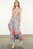 Image of THML Tie Strap Floral Maxi Dress - Blue/Multicolor