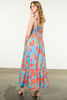 Image of THML Tie Strap Floral Maxi Dress - Blue/Multicolor