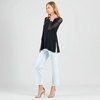 Image of Clara Sunwoo Ruched Mesh Panel Sleeve Tunic - Black