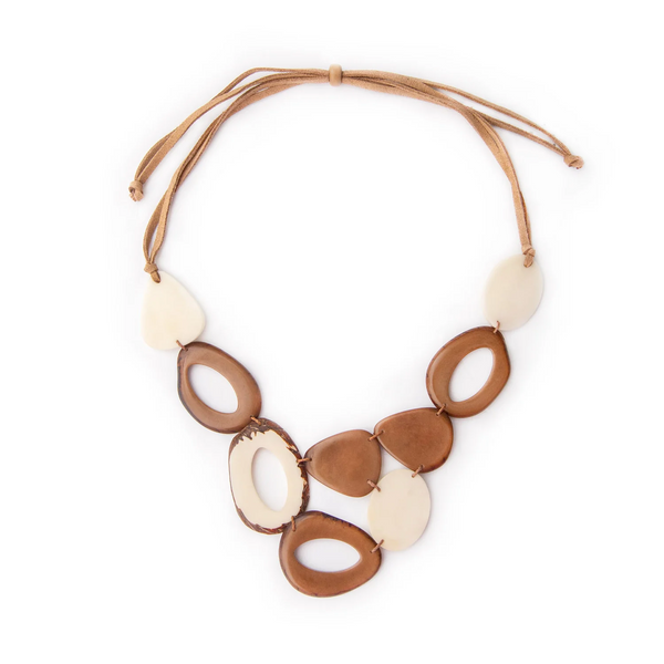 Tagua by Soraya Cedeno Lexie Necklace and Earring Set - Cafe con Leche/Ivory