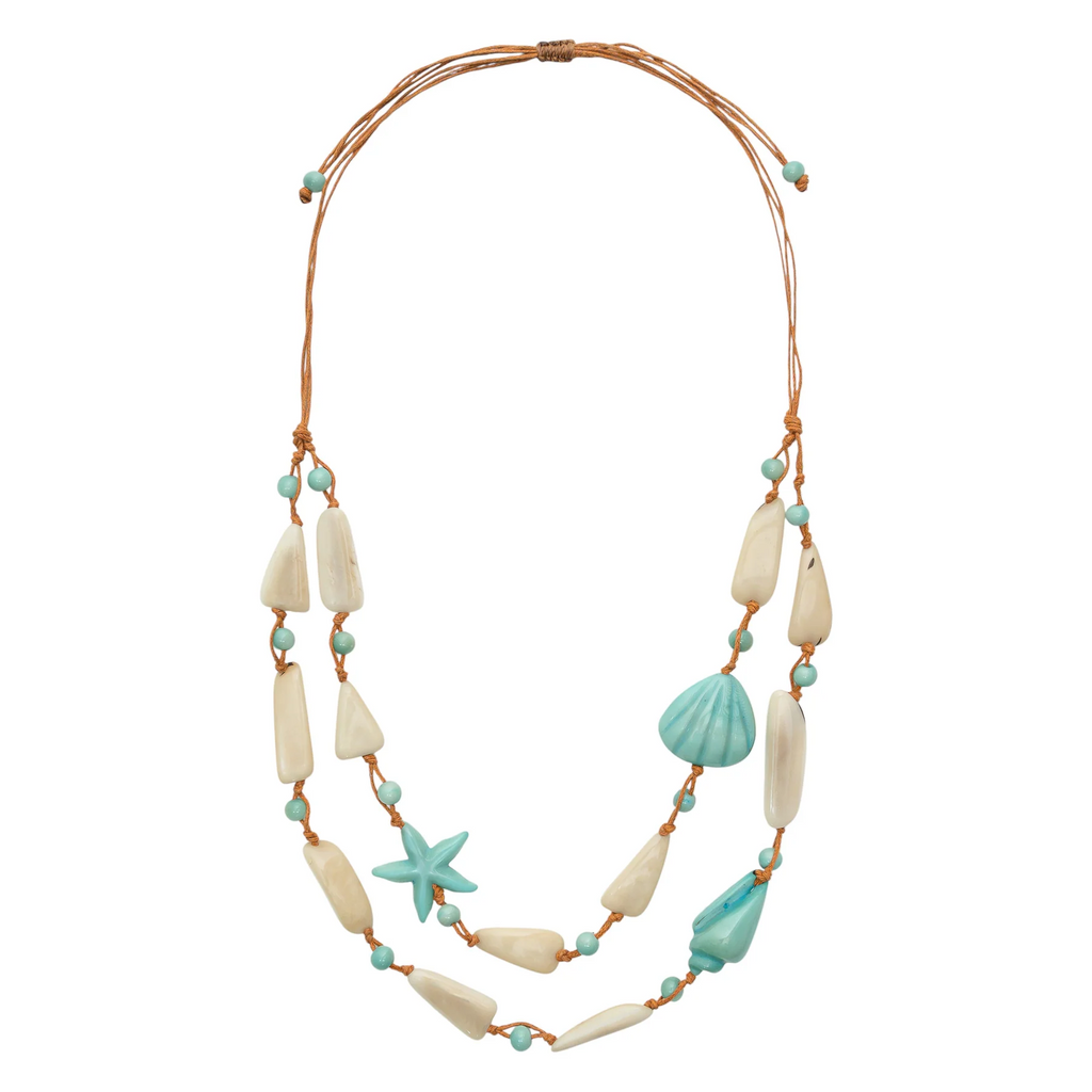 Tagua by Soraya Cedeno Lyra Necklace - Celeste/Ivory