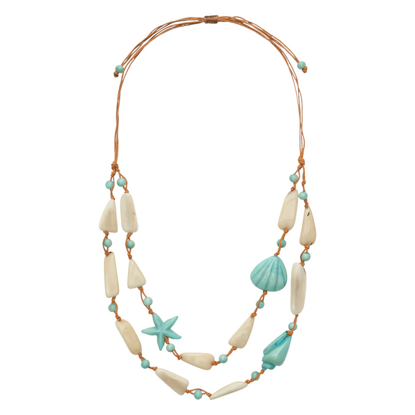 Tagua by Soraya Cedeno Lyra Necklace - Celeste/Ivory