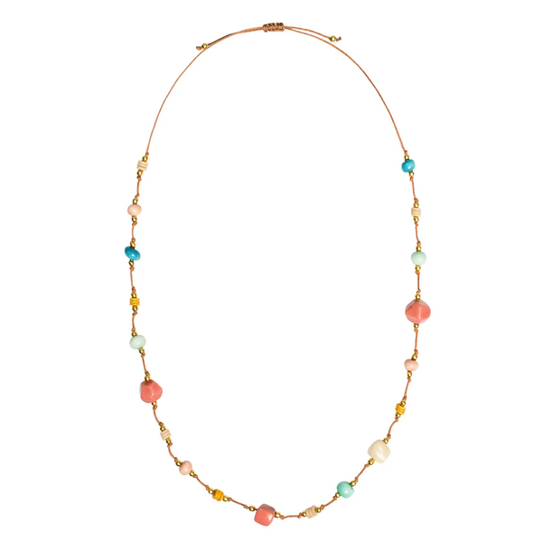 Tagua by Soraya Cedeno Mika Necklace - Poppy Coral/Multicolor
