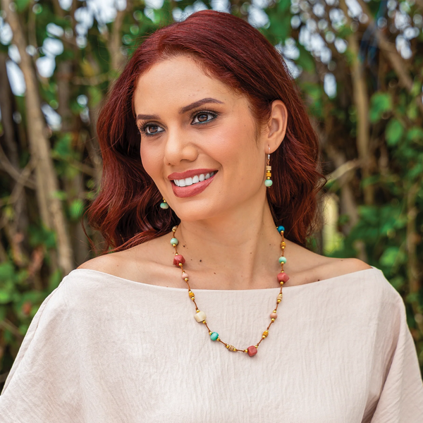 Tagua by Soraya Cedeno Mika Necklace - Poppy Coral/Multicolor