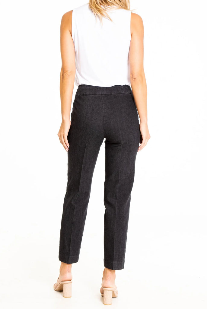 Thin Her Tummy Control Ankle Slit Pant - Black