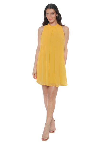 Tash + Sophie by Tiana B Mock Neck Tie-Back Sleeveless Chiffon Dress - Amber