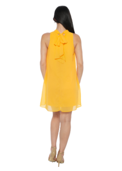 Tash + Sophie by Tiana B Mock Neck Tie-Back Sleeveless Chiffon Dress - Amber