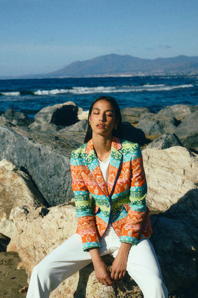 Tinta & Bariloche Naira Fitted Single Button Woven Print Blazer - Multicolor