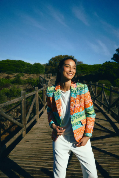 Tinta & Bariloche Naira Fitted Single Button Woven Print Blazer - Multicolor