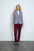 Image of Tinta & Bariloche Libicus Plaid Wool Blazer with Contrast Velvet Piping - Pink/Blue
