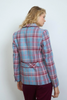 Image of Tinta & Bariloche Libicus Plaid Wool Blazer with Contrast Velvet Piping - Pink/Blue