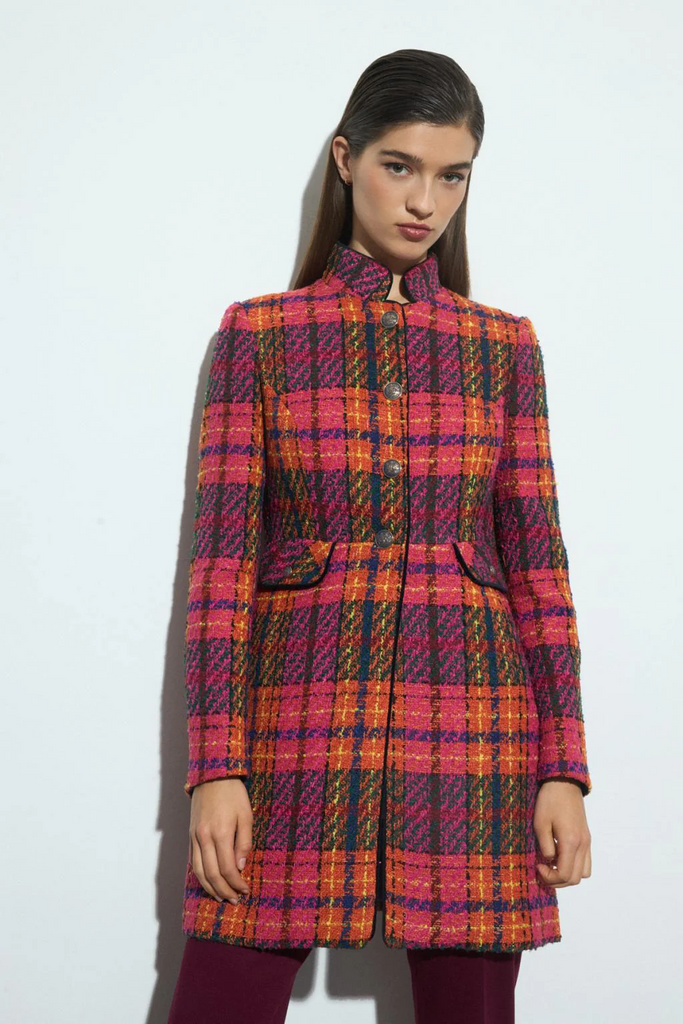 Tinta & Bariloche Carpetania Boucle Long Blazer - Fuchsia/Multicolor