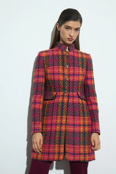 Tinta & Bariloche Carpetania Boucle Long Blazer - Fuchsia/Multicolor